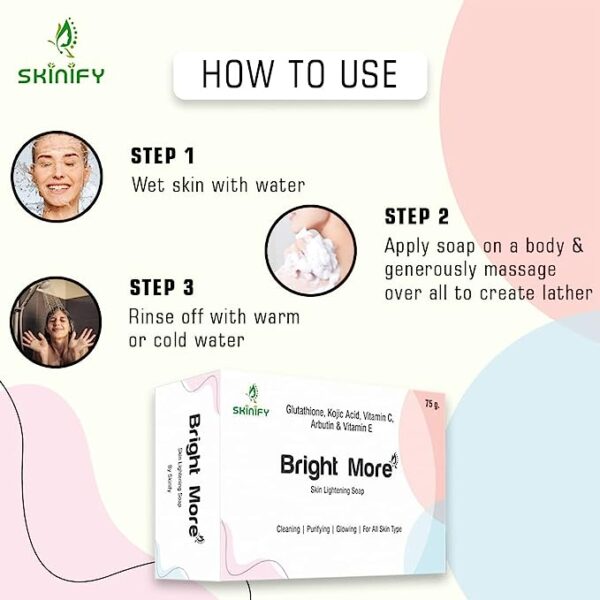 Bright More Skin Brightening Soap – Glutathione, Kojic Acid, Vitamin C, Arbutin & Vitamin E for Radiant, Even-Toned Skin | 75g
