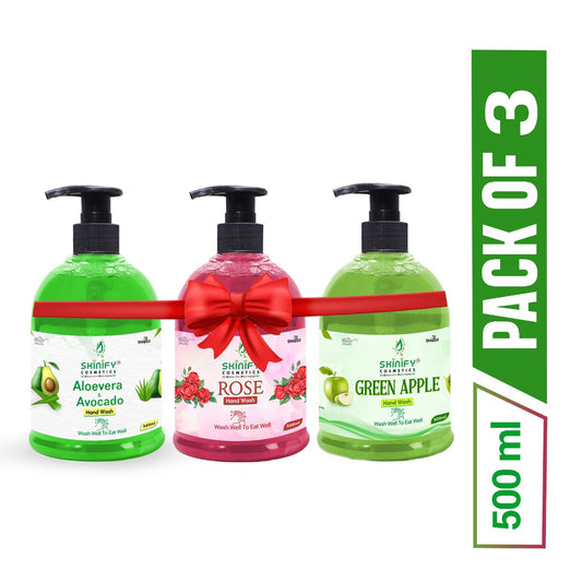 Combo Pack of 3 – Aloe Vera & Avocado, Rose & Green Apple (500ml Each) | Hydrating, Refreshing & Floral Care