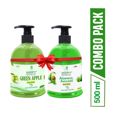 Combo Pack – Green Apple Hand Wash + Aloe Vera & Avocado Hand Wash (500ml Each) | Refreshing & Hydrating Duo for Clean, Soft Hands