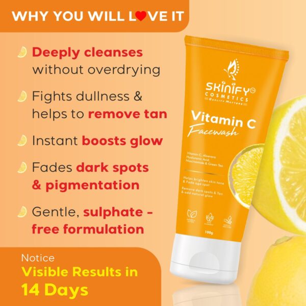 Vitamin C Gel Face Wash – Brightening & Deep Cleansing for Glowing Skin | Sulfate-Free & Paraben-Free Formula | 100ml